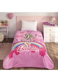Resim Lisanslı Barbie Sun Tek Kişilik Battaniye Beyaz 