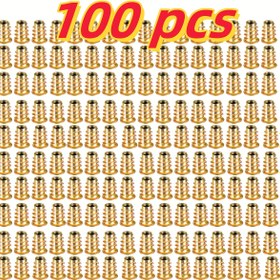Resim 100 Adet Çinko Alaşımlı Vidalı Gömme Somunlar (M4/M5/M6/M8/M10) - Ahşap, Kork Mobilya ve Alçıpan İçin Altıgen Dişli Dahili/Dışarı İçe Vida Bağlantı Elemanları - Dayanıklı Paslanmaz Montaj Parçaları 