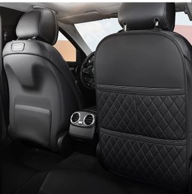 Resim Chuangyinshop Premium Siyah Yapay Deri Araç Kolçak Koruyucu Depolama Cebi Desenli Evrensel 