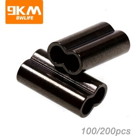 Resim 100/200 adet 9KM Ağır Hizmet Tipi Bakır Balıkçılık Çift Borulu Sıkma Manşonları - Hassas Sıkma Özellikli Yüksek Kaliteli Bakır Tüp Bağlantı Elemanları, Sinek Balıkçılığı, Spin, Baitcasting için - Monofilament, Örgülü, Misina ile Uyumlu - Tatlı Su Balıkçılığı için İdeal 