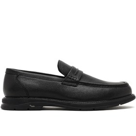 Resim Erkek Siyah Deri Loafer - Siyah / 4 