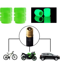 Resim Oto Motto Yeşil Fosforlu Sibop Kapağı Gece Parlayan Sibop Kapağı 4'lü Paket 