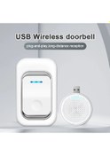 Resim Motion003 1 Verici 1 Alıcı Beyaz Usb Kablosuz Kapı Zili Sistemi 6 Çan Sesli Ayarlanabilir S 