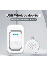 Resim Motion003 1 Verici 1 Alıcı Beyaz Usb Kablosuz Kapı Zili Sistemi 6 Çan Sesli Ayarlanabilir S 