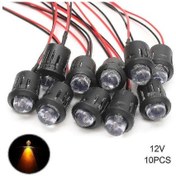 Resim 10 Adet/takım 12v 10mm Önceden Kablolanmış Sabit Led Ultra Parlak Su Berrak Ampul Kablosu 20cm Önceden Kablolanmış Led Sarı 