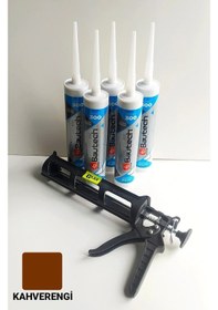 Resim 5 Adet Kahverengi Silikonize Mastik/Çekomastik+Silikon Tabancası 