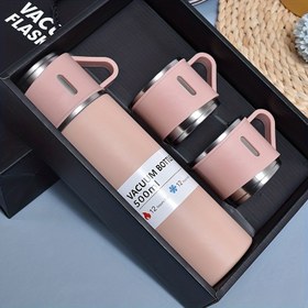 Resim Paslanmaz Çelik Vakumlu Termos Seti, İzole Termos Bardak 500ml/16.9oz, İçecekleri Sıcak veya Soğuk Tutmak İçin, Bonus Bardakla, İş, Okul, Ofis Malzemeleri İçin 