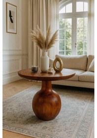 Resim El Yapımı Ahşap Orta Sehpa Meşe Renk Mantar Tasarım Kahverengi 