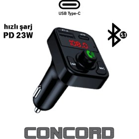 Resim Concord C-606 Plus Kablosuz Fm Transmitter – 23W Hızlı Şarj Usb-C - Bluetooth 5.1 - Eller Serbest Arama - Tf Kart Desteği 