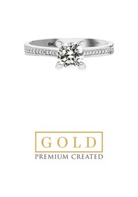 Resim Beyaz Altın Sertifikalı Premium Created Taşlı 0.84 Ct Effect Tektaş Yüzük Beyaz 