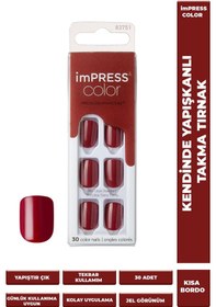 Resim İmpress Color Kendinden Yapışkanlı Takma Tırnak Kısa Parlak Bordo 