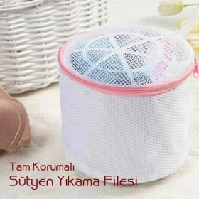 Resim Çerçici Sütyen Yıkama Filesi Tam Korumalı Hassas Çamaşır Yıkama Aparatı 