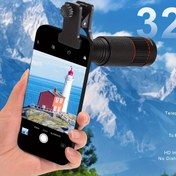 Resim 32x Uzaktan Telefon Lensi, Evrensel Mobil Telefon Uzaktan Ek Parçası, Dayanıklı Malzeme, iPhone, Xiaomi ve Daha Fazla Akıllı Telefonlarla Uyumlu, Açık Hava Kamp Fotoğrafçılığı Aksesuarı 