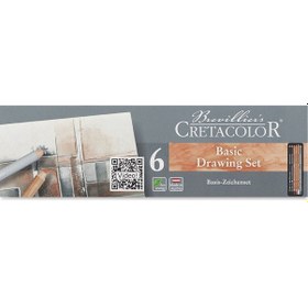 Resim Cretacolor Basic Drawing Set Temel Çizim Kalemleri 6'lı Metal Kut 