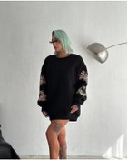 Resim Bisiklet Yaka Baskılı Sweatshirt - Siyah Siyah 