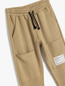 Resim Koton Jogger Eşofman Altı Beli Bağlamalı Paçaları Fermuar Detaylı Pamuklu Deve Tüyü 5wkb40153tk Taba 