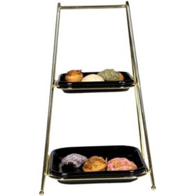 Resim Nilşah 2 Katlı Gold Etajer Pasta Börek Servis Oval Servis Sunum Standı 