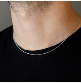 Resim 14 Ayar Altın 45 Cm Beyaz Erkek Zincir Kolye N11.327 