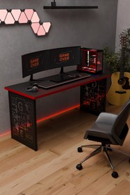 Resim reflekta Lazer Desenli Oyuncu Masası - Bilgisayar Masası - Gamer Masası - Gaming Masa 60x140 Cm 