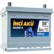 Resim 12V 55 AH (Yüksek Kare Ters) İnci Akü 1010161 