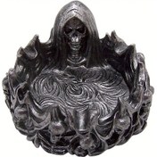 Resim Chuangyinshop Siyah Gotik İskelet Ashtray Polyresin Dekor Yüksek Kalite Sigara Aksesuarı Büyük Kapasiteli 