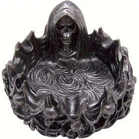 Resim Chuangyinshop Siyah Gotik İskelet Ashtray Polyresin Dekor Yüksek Kalite Sigara Aksesuarı Büyük Kapasiteli 