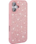 Resim İphone Uyumlu 16 Kılıf Parlak Taşlı Tasarım Uzrm Pırlanta Kapak - Pembe Pembe 