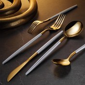 Resim Aryıldız Versay White Gold 36 Parça 6 Kişilik Çatal Kaşık Bıçak Takımı 