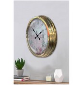 Resim Altın Gold Rengi Metal Çerçeveli Salon Ofis Duvar Saati 40 Cm B62 