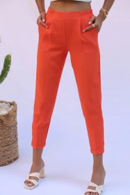 Resim Double Paça Oranj Renk Kadın Pantolon N4508 