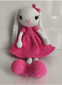 Resim MİNOHOUSE Amigurumi fuşya uzun kulak tavşan 