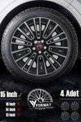 Resim ForWay Fiat Egea Modellerine 15" İNÇ Uyumlu 4 ADET Gri-Siyah Jant Kapağı 