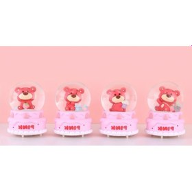 Resim Ayıcıklı Işıklı Kar Küresi 7 Cm 