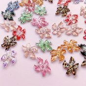 Resim 50 adet 3D Çiçek Desenli Tırnak Sanatı Süsleri - Buz Kristali Çiçek Tasarımı ve Leopar Baskı, Karışık Renkler (Kırmızı, Pembe, Mavi, Yeşil, Mor) DIY Manikür ve Yaratıcı Tırnak Süslemeleri için, Tırnak Süsleri 