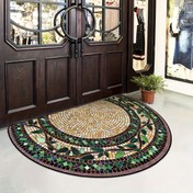 Resim 1 adet Vintage Botanik Sarmaşık Desenli Yarım Daire Hoş Geldiniz Paspası, Kristal Kadife Kumaş, Kauçuk Taban, Dikdörtgen Kaymaz Yıkanabilir Giriş Halısı Ev, Bahçe, Veranda, Çamaşırhane, Banyo Dekoru İçin - Sadece Elde Yıkama, Dayanıklı Çok Amaçlı Halı, İdeal Ev Dekor Seçeneği 