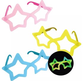 Resim Fosforlu Yıldız Model Glow Parti Gözlüğü Karanlıkta Yanan Gözlükler 12 Adet 