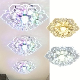 Resim Modern Kristal Avize Küçük Gömme Tavan Aydınlatma, Koridor Merdiven Galeri Mutfak Kahve Bar İç Mekan Işıkları için Kristal Yapraklı LED Avize 