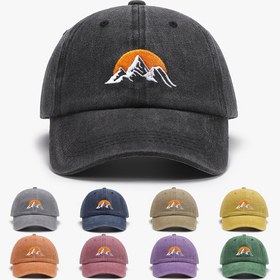 Resim 1 adet Güneş Batışı Nakışlı Beyzbol Kapağı Unisex Retro Yıkanmış Yorgun Güneş Şapkası Dış Mekan Moda Aksesuarı Erkekler ve Kadınlar için 
