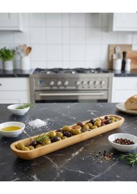 Resim Bambu Uzun Zeytinlik & Sunum Tabağı Balsa Doğal Kahvaltılık Servislik Açık Kahverengi 