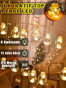 Resim oyuncak yakala Dekoratif Işıklı Top Perde Led Fişli 8 Fonksiyonlu Günışığı Dilek Topu Ampul 