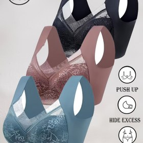 Resim 3 Adet Kadınlar İçin Şık Kontrast Dantelli Push-Up Sütyen - Yüksek Destekli Kaymaz, Rahat Kesim Bej/Lavanta Renkli Günlük Kullanım İç Çamaşırı (Bej/Pembe/Lavanta) 