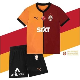 Resim Galatasaray Lisanslı 24-25 Sarı - Kırmızı 5 Yıldızlı Çocuk Forma Set Ahşap Kutulu Kırmızı 