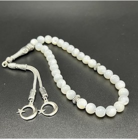 Resim Yıldız Doğal Taş Beyaz Sedef 8mm 33lük Doğal Taş Tesbih 