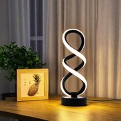 Resim 1 adet LED Spiral Masa Lambası - Yatak Odası, Kahve Dükkanı veya KTV için USB Güçlü Dekoratif Gece Işığı, Modern Beyaz/Altın/Siyah Metal Tasarım, Şık Kavisli Şekil, Sıcak Ortam Aydınlatması, Yatak Odası Lambası 