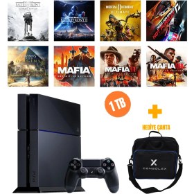 Resim Sony PlayStation 4 Standart 1TB + 8 Dijital Oyun + Tek Kol + ConsoleX Çanta (Yenilenmiş) 