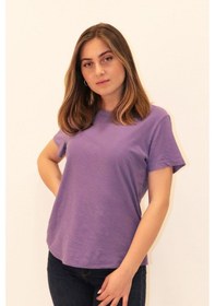Resim Rich Kadın Organik Bisiklet Yaka T-shirt %100 Pamuk Tişört Mor 