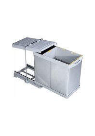 Resim Çöp Kovası Raylı Tek Kovalı Paslanmaz 40Cm Açık Gri 20+1Lt Gri 