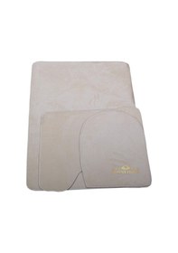 Resim Bonny Home Unicolor Düz Krem 3lü Banyo Paspası Halısı Seti Kaymaz Krem 