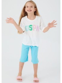 Resim U.s. Polo Assn. 1401 Kız Çocuk Yarım Kollu Kapri Pijama Takım KREM 