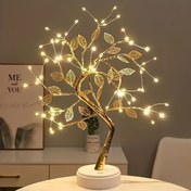 Resim Boncuk Ağacı Dal Işığı | 50.04cm Altın Tonlu Plastik Sıcak LED Işıklarla | Çift Güç Seçenekleri: USB ve Pil | Dokunmatik Anahtar | Yatak Odası, Noel Dekoru ve Hediyeler için İdeal, Dekoratif Hediye | Boncuk Replika Işık | Yapay Ağaç Işığı, En İyi Noel İçin 